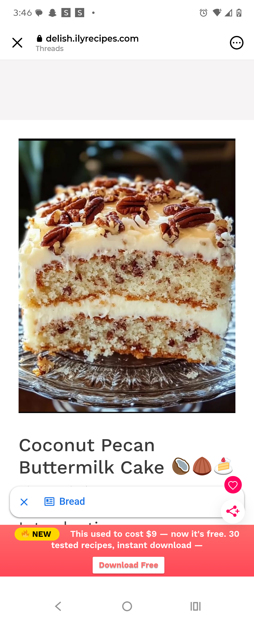 Coconut Pecan Buttermilk Cake